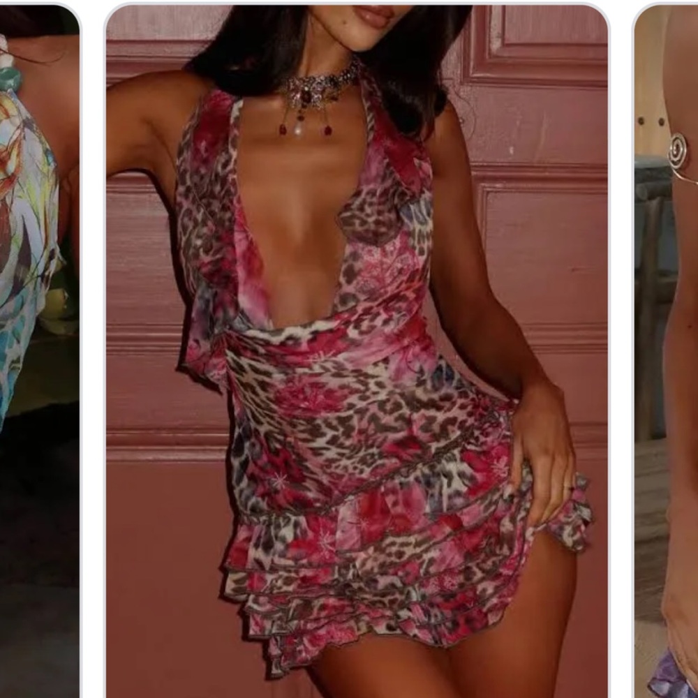 Sisterparty leapord pink dress